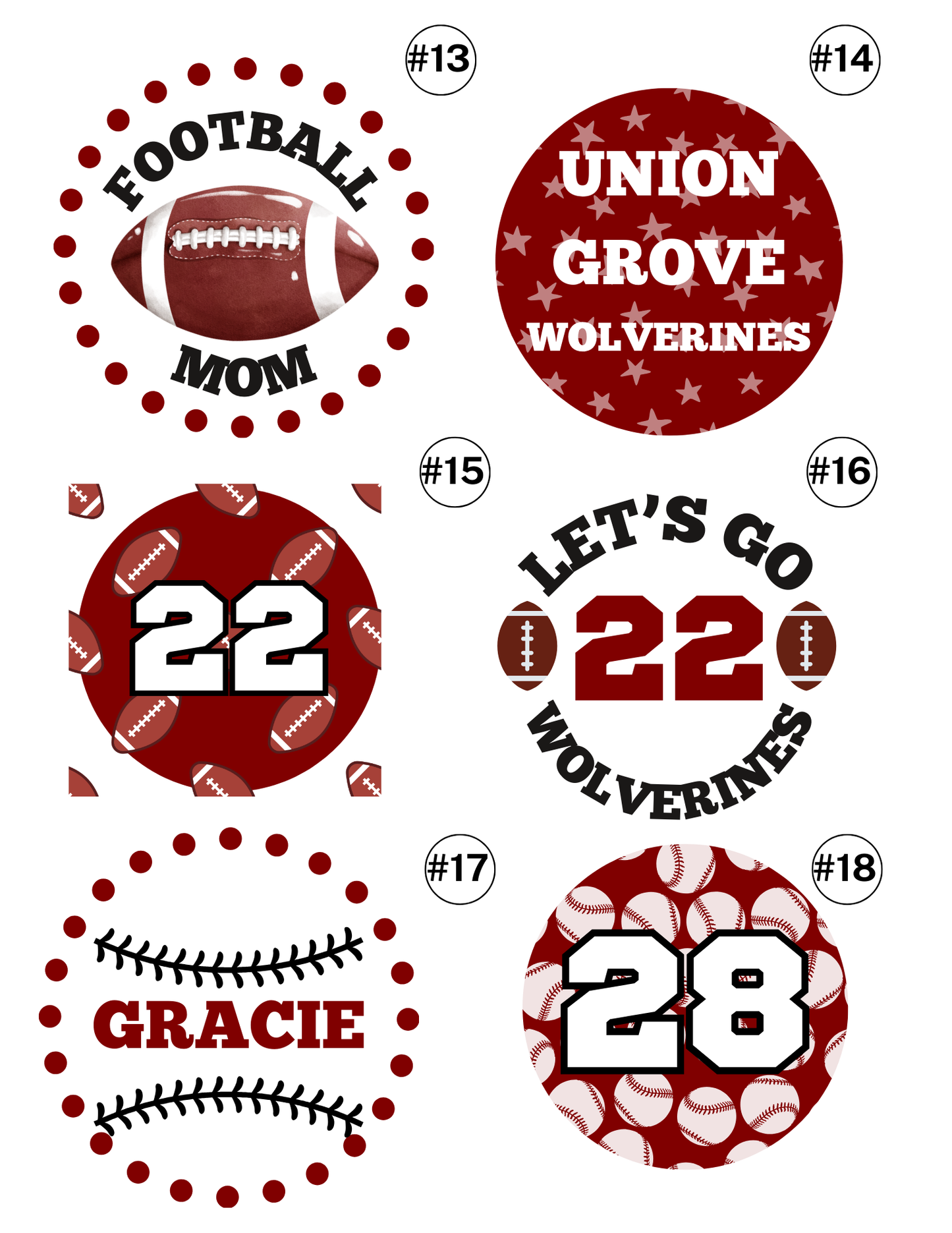 Custom School Buttons
