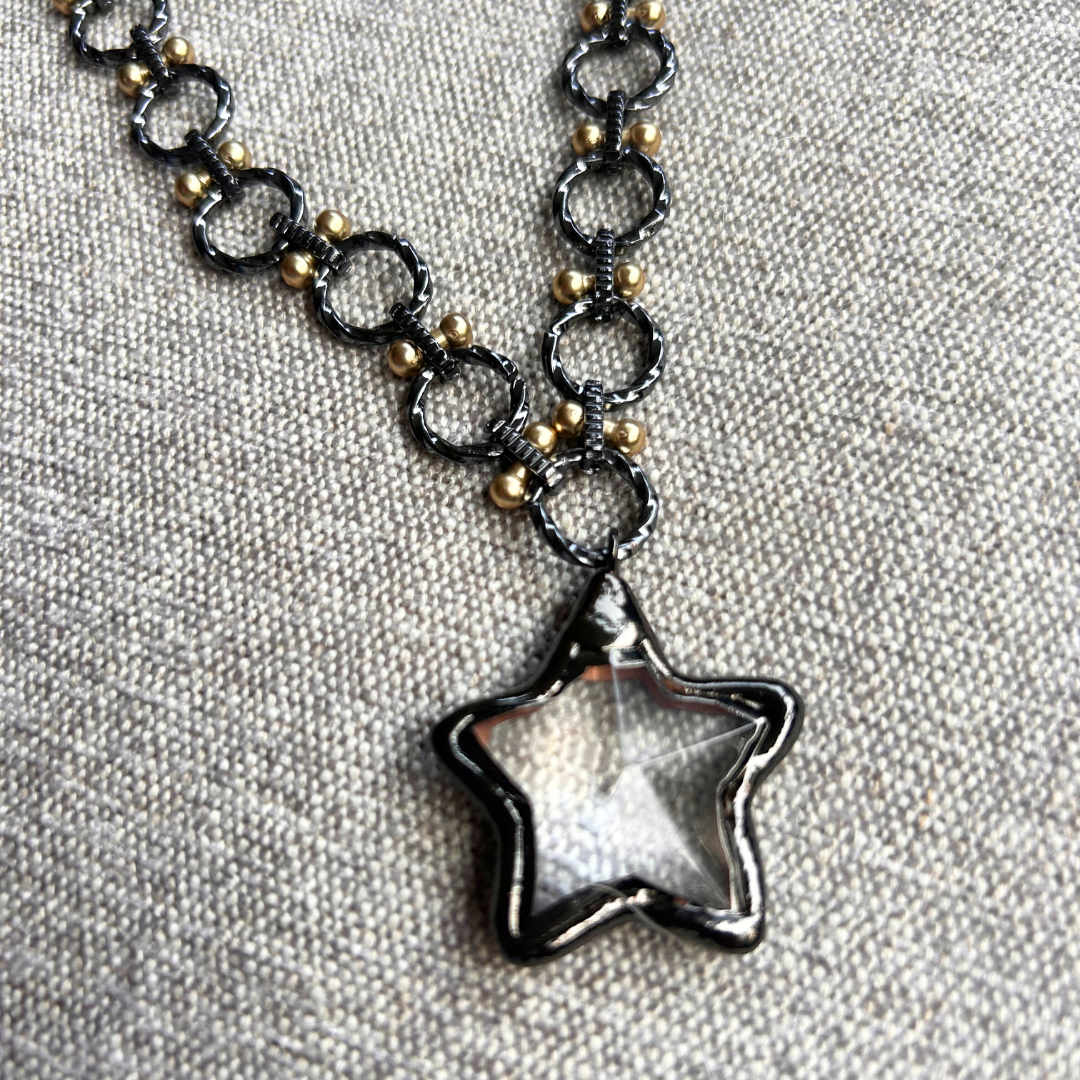 Soldered Star - Gunmetal Mixed Chain with Star Pendant