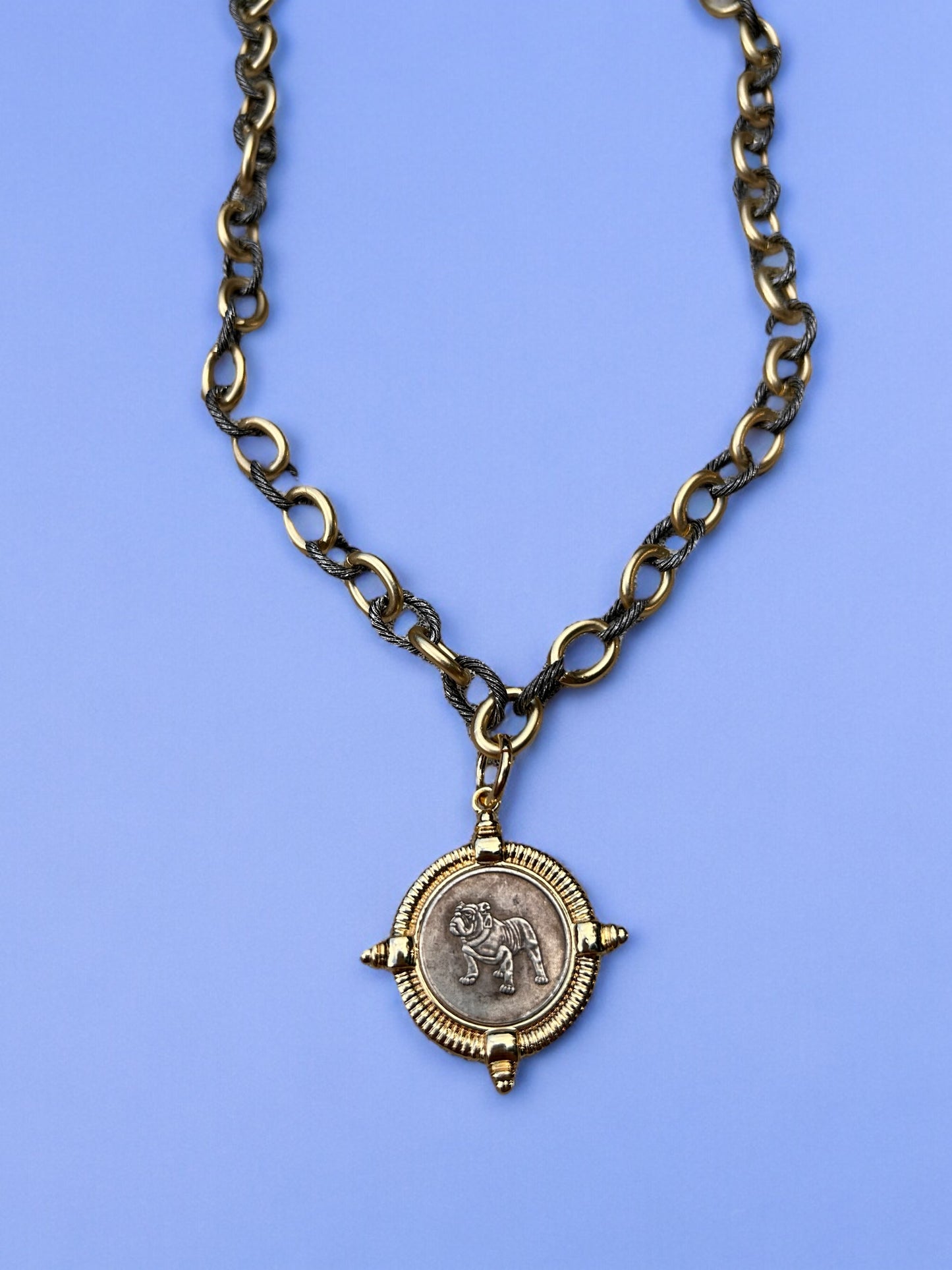 The Classic City - Mixed Metal with Gold Bulldog Pendant