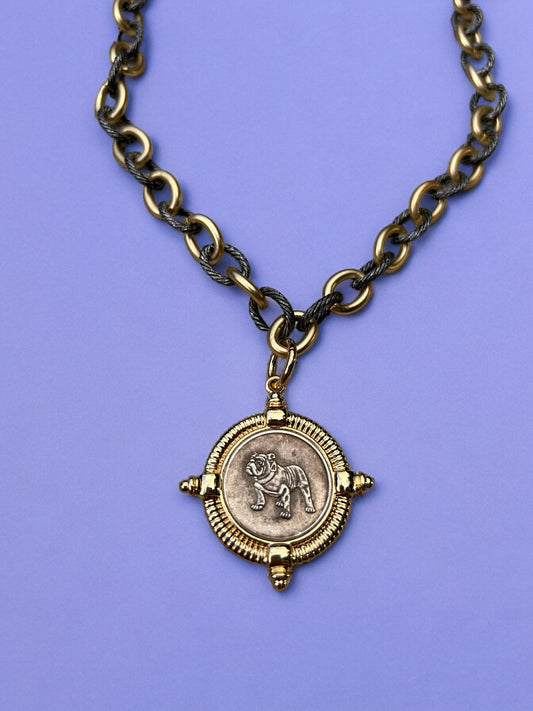 The Classic City - Mixed Metal with Gold Bulldog Pendant