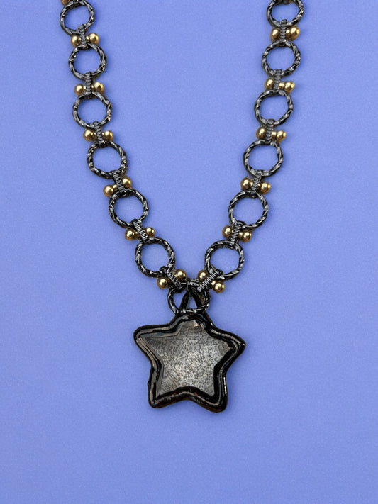 Soldered Star - Gunmetal Mixed Chain with Star Pendant