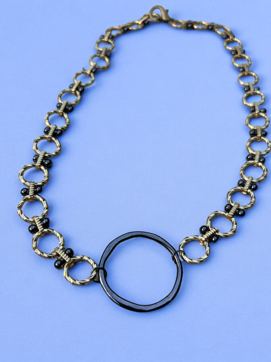 Ring of Fire - Gold Mixed Chain with a Gunmetal Ring